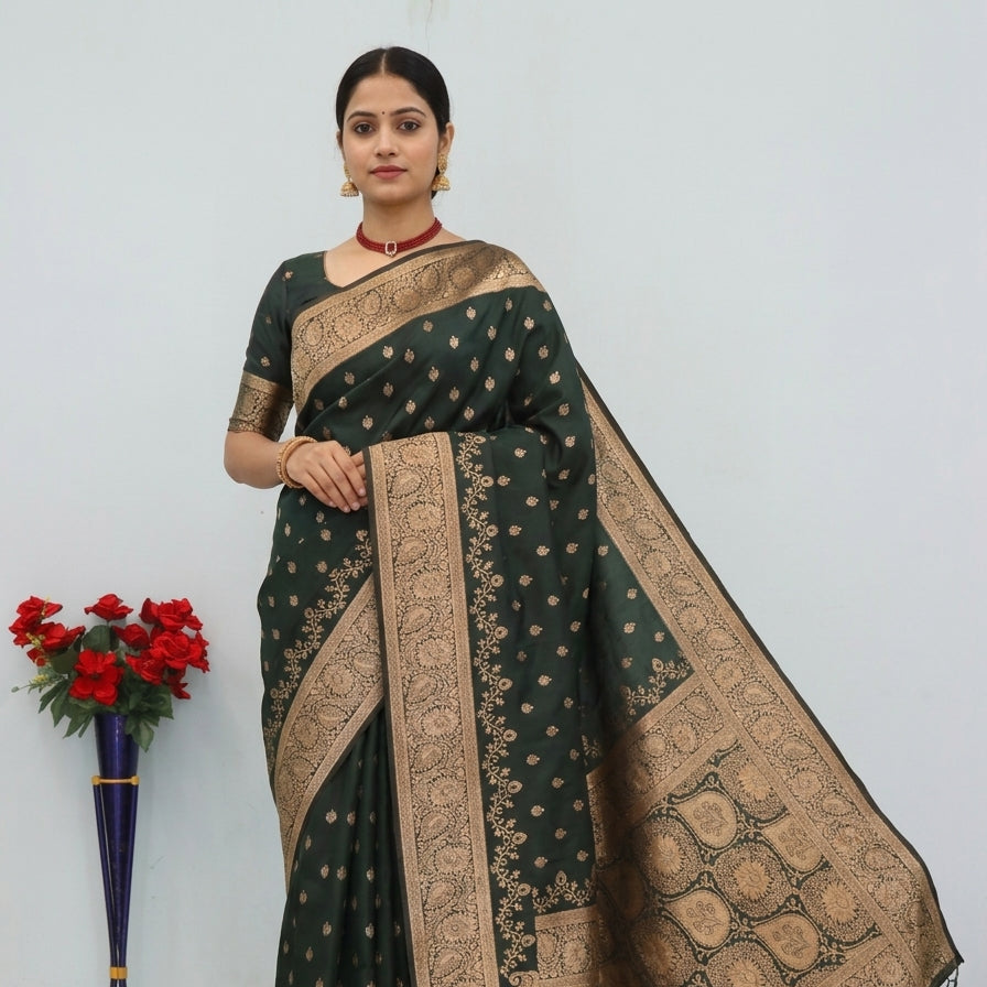 Regal Dual-Tone Banarasi Silk Saree Collection – Antique Zari Heritage Edition