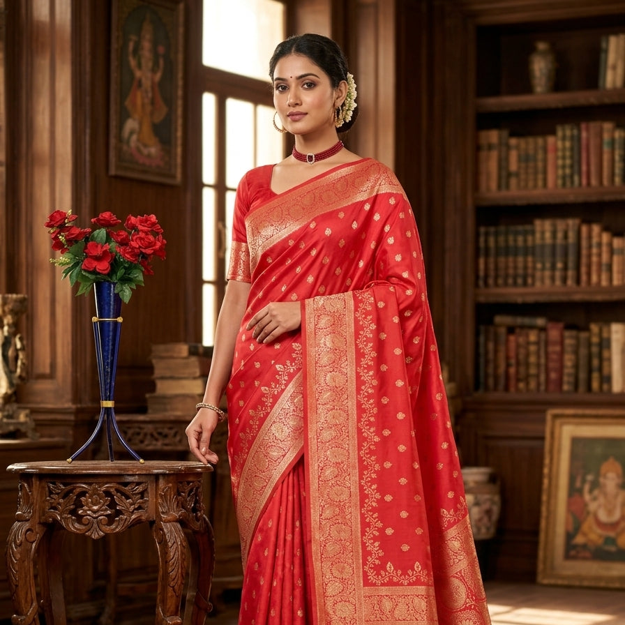 Regal Dual-Tone Banarasi Silk Saree Collection – Antique Zari Heritage Edition
