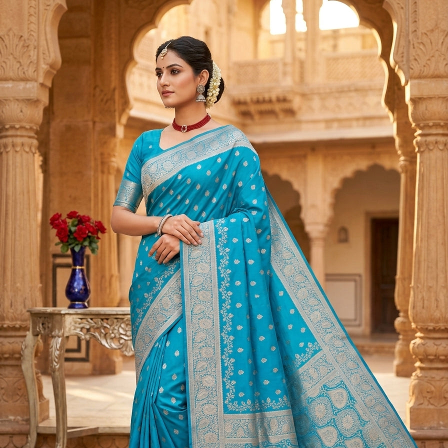 Regal Dual-Tone Banarasi Silk Saree Collection – Antique Zari Heritage Edition