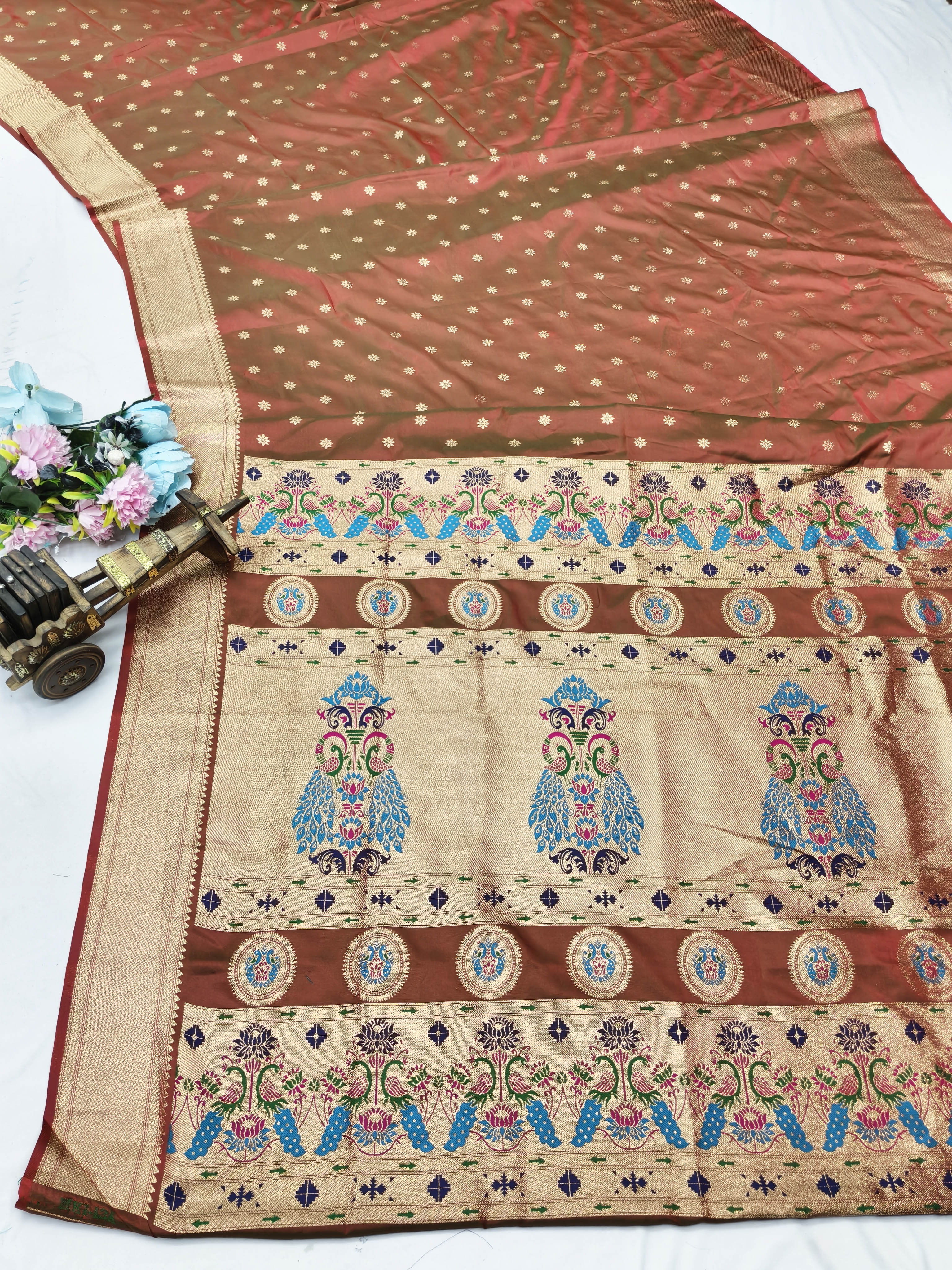 Traditional Banarasi Paithani Saree with Running Blouse Piece