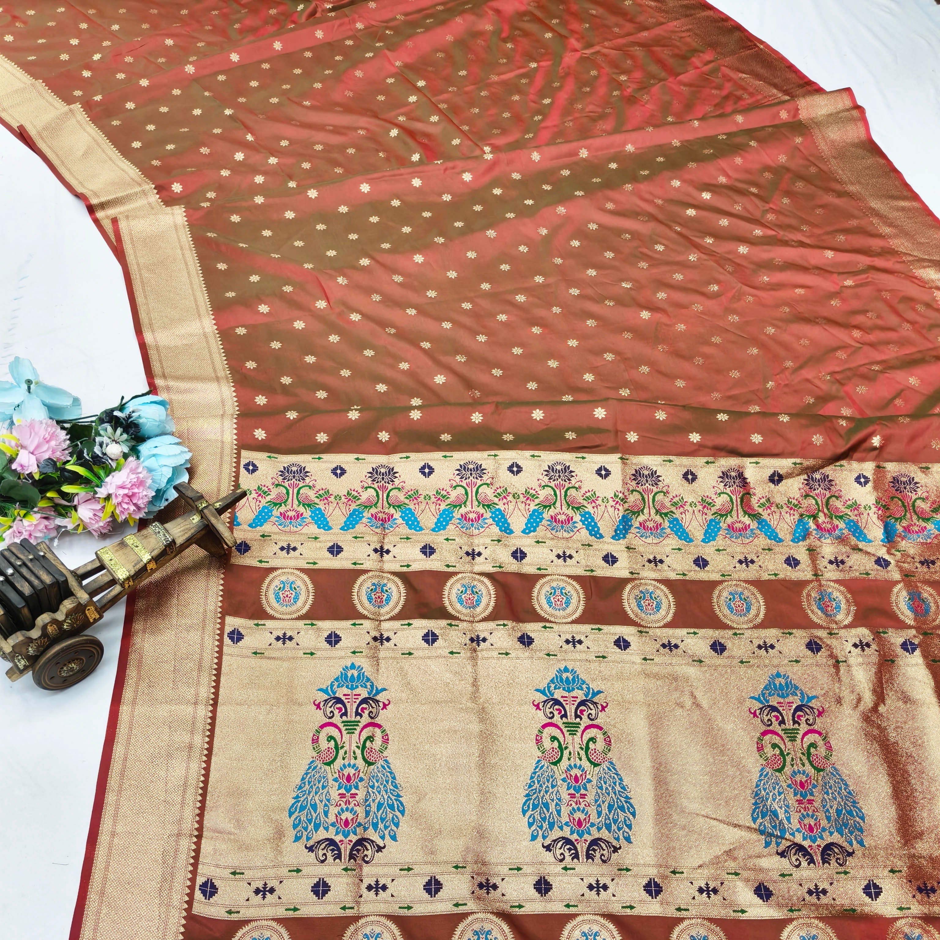 Traditional Banarasi Paithani Saree with Running Blouse Piece