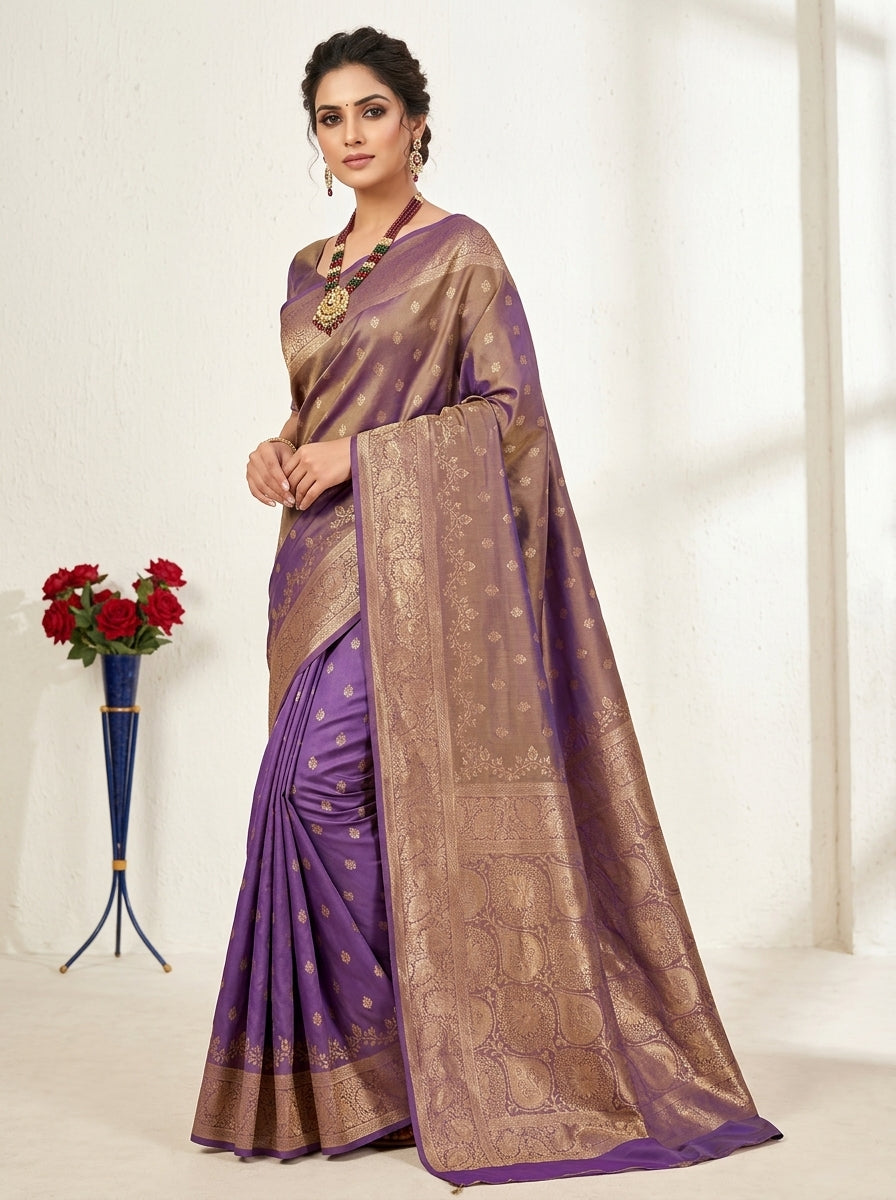 Regal Dual-Tone Banarasi Silk Saree Collection – Antique Zari Heritage Edition